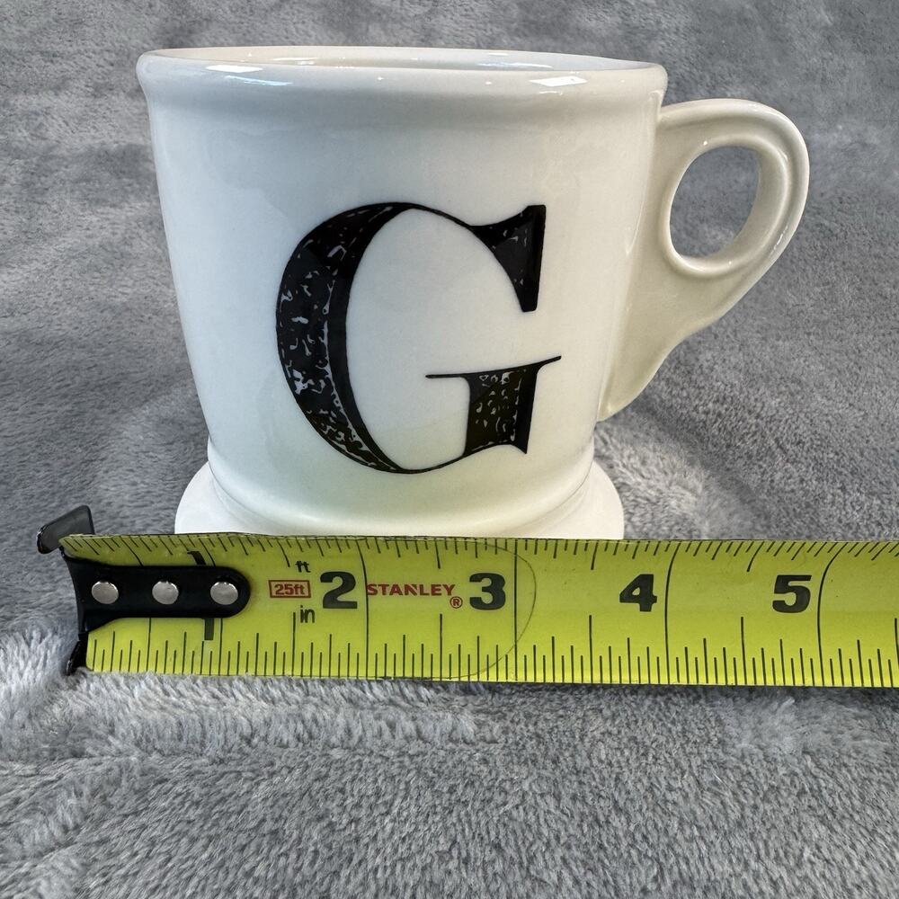 G~ Anthropology Mug Letter Initial White Black Footed - Picture 3 of 6